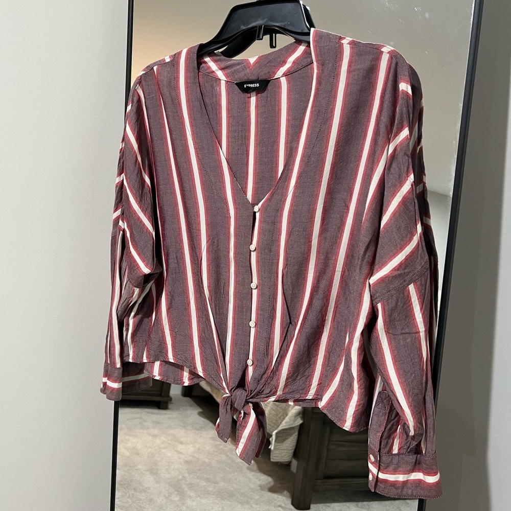 Express: Size Small, Striped tie front shirt